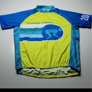 L PRIMAL FULL ZIP 3 POCKET BLUE GREEN BIKING CYCLING SHORT SLEEVE JERSEY Large